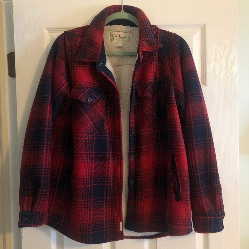 Soho Threads Fur-Lined Fleece Flannel Jacket